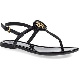 Tory Burch Dillan black patent leather sandals